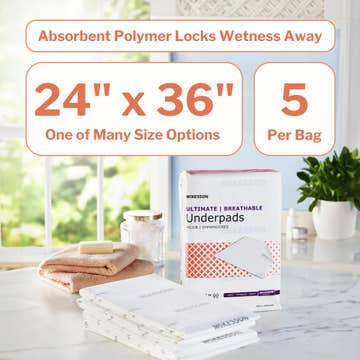 McKesson Ultimate Breathable Underpads, Maximum Protection, 24 x 36 Inch