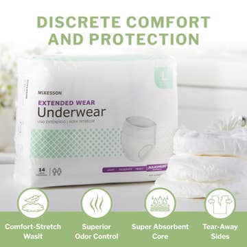 McKesson Extended Wear Maximum Absorbency Underwear, Large