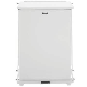 CAN, TRASH RUBBERMAID STEP-ON DEFENDER WHT 24GL W/PLAS LINER