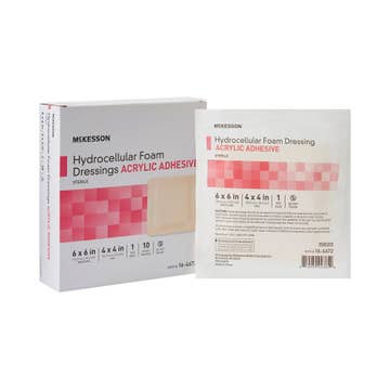 Mckesson Acrylic Adhesive With Border Foam Dressing, 6 X 6 Inch