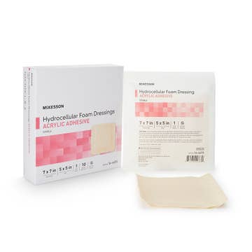 Mckesson Acrylic Adhesive With Border Foam Dressing, 7 X 7 Inch