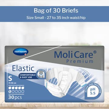 MoliCare® Premium Elastic 6 Drop Absorbency Incontinence Briefs, Small