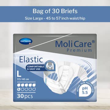 MoliCare® Premium Elastic 6 Drop Absorbency Incontinence Briefs, Large
