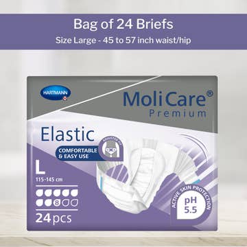MoliCare® Premium Elastic 8 Drop Absorbency Incontinence Briefs, Large