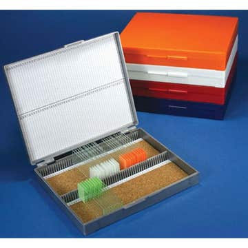 BOX, MICROSCOPE SLIDE STORAGE F/100 SLIDE DARK GRY