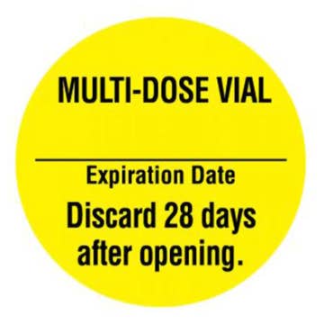 "Multi-Dose Vial Expiration Date __________ Discard 28 Days after Opening" Label