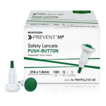 Mckesson Prevent® Hp Push Button Safety Lancet, 21 Guage