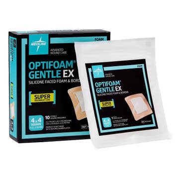 Dressing, Optifoam Gentle Ex Sil Faced 4"x4" (10/bx 10bx/cs)