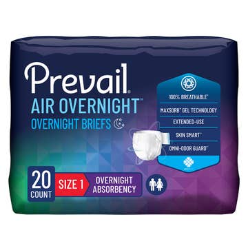 Prevail Air™ Overnight Briefs Overnight Absorbency, Size 1