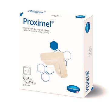 Dressing, Wnd Proximel Silicone Fm W/border 6"x6" (5/bx)