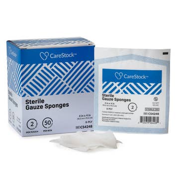 Carestock™ Sterile Gauze Sponge, 4 X 4 Inch, 8-ply