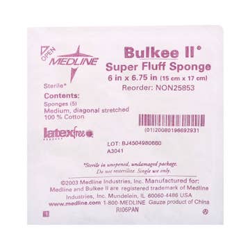 Bulkee® Sterile Fluff Dressing, 6 X 6-3/4 Inch, 6-ply