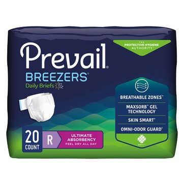 Prevail® Breezers® Ultimate Absorbency Incontinence Briefs, Regular