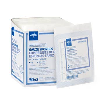 Caring® Sterile Gauze Sponge, 2 X 2 Inch, 8-ply