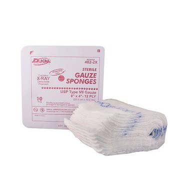 Dukal™ Sterile USP Type VII X-Ray Detectable Gauze Sponge, 4 x 8 Inch, 12-Ply (Tray)