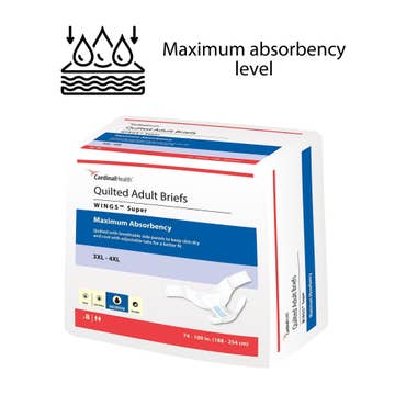 Wings Unisex Adult Incontinence Brief, Tab Closure, 3X-Large, Heavy Absorbency