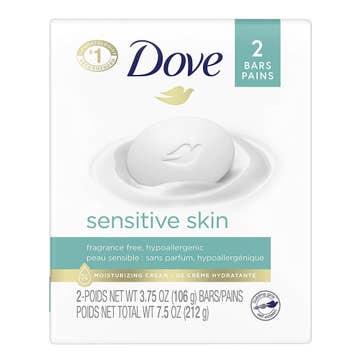 SOAP, DOVE BAR SENSITIVE SKIN UNSCNTD 4.25OZ (2/PK