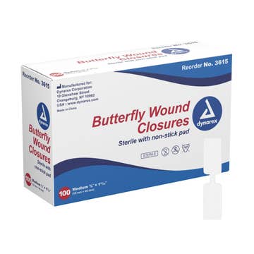 Dynarex® Butterfly Wound Closure Strip, 3/8 By 1-13/16 Inches