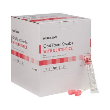 Mckesson Oral Swabstick Foam Tip Dentifrice, 5 Inch, Mint