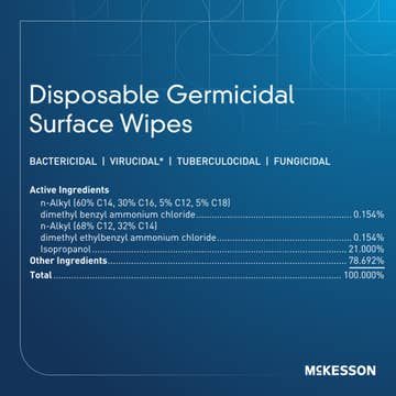 Mckesson Germicidal Extra Large Surface Disinfectant Wipes, Canister