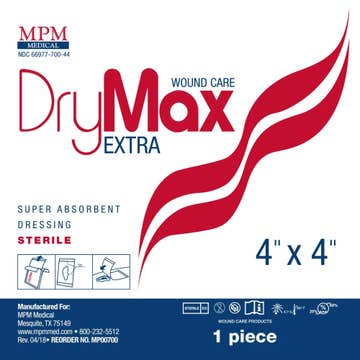 Drymax Extra Super Absorbent Dressing, 4 X 4 Inch