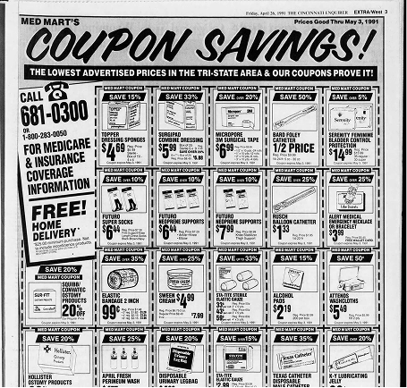 Med Mart coupon savings newspaper advertisement from 1991