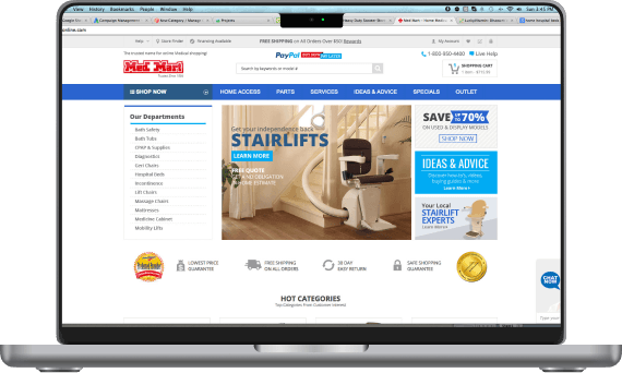 Original Med Mart website design on a laptop